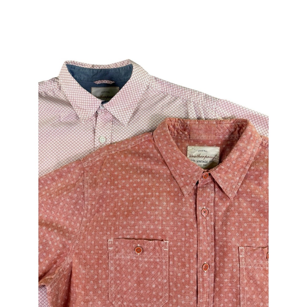 Weatherproof Vintage 100% Cotton Short Sleeve Button Down Lot of 2 Size L